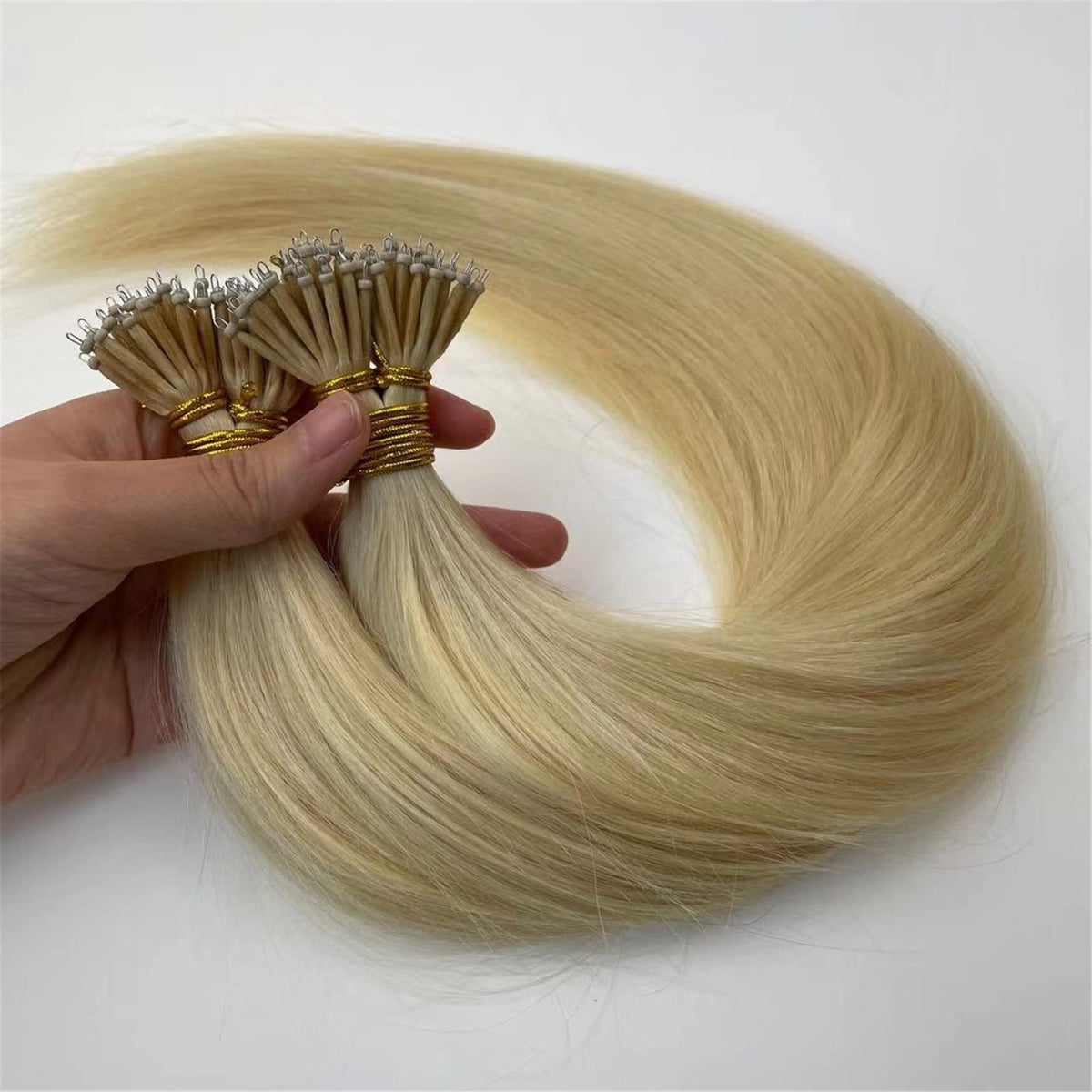 22" Hair Extensions Nano Rings Tip Halo Human Hair Extensions Remy Hair Extensions Double Drawn - 1g/s 50s/pack - (22" #613 Light Blonde)