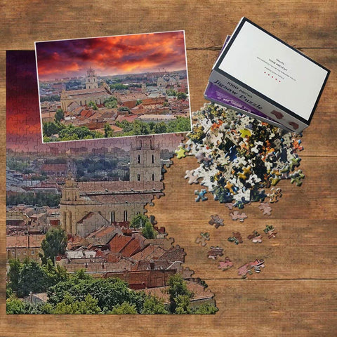 Lithuania Jigsaw Puzzle 1000 Piece Old Town Vilnius Lithuania Puzzle Travel Souvenir Wooden