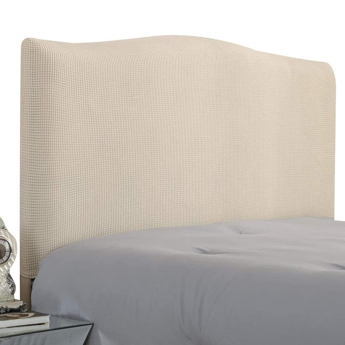 GEBIN Stretch Solid Color Headboard Slipcover, Bed Headboard Cover Protector Slipcover for Bed Headboard Dustproof Solid Bed Headboard Cover Stretch Single Double King (Beige,220CM)