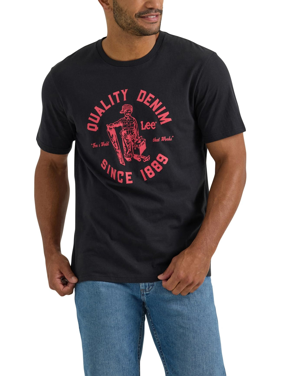 Lee Men's Short Sleeve Graphic T-Shirt, Jet Black Quality Denim