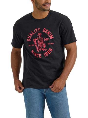 Lee Men's Short Sleeve Graphic T-Shirt, Jet Black Quality Denim