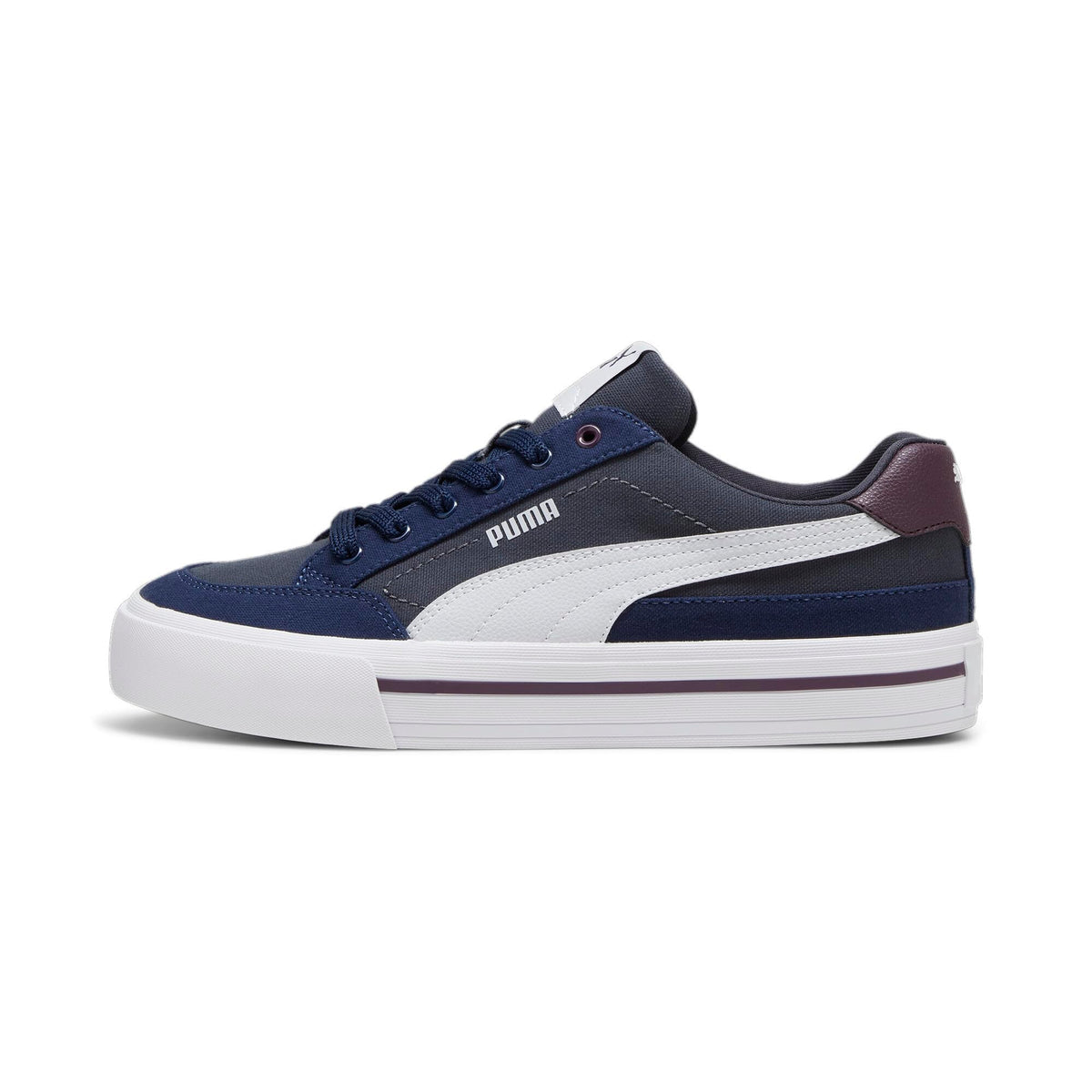 PUMA Men's Court Classic Vulc Sneaker, Strong Gray-Silver Mist-Club Navy, 9