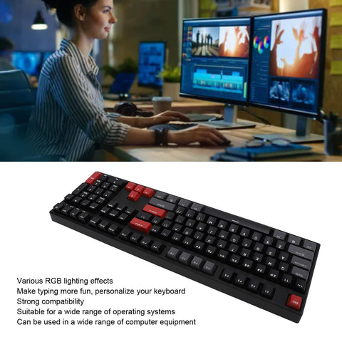 Wired Mechanical Keyboard Keypad RGB Red Switch Wired Gaming Keyboard for Mk108, Ergonomic Design RGB Gaming Keyboards