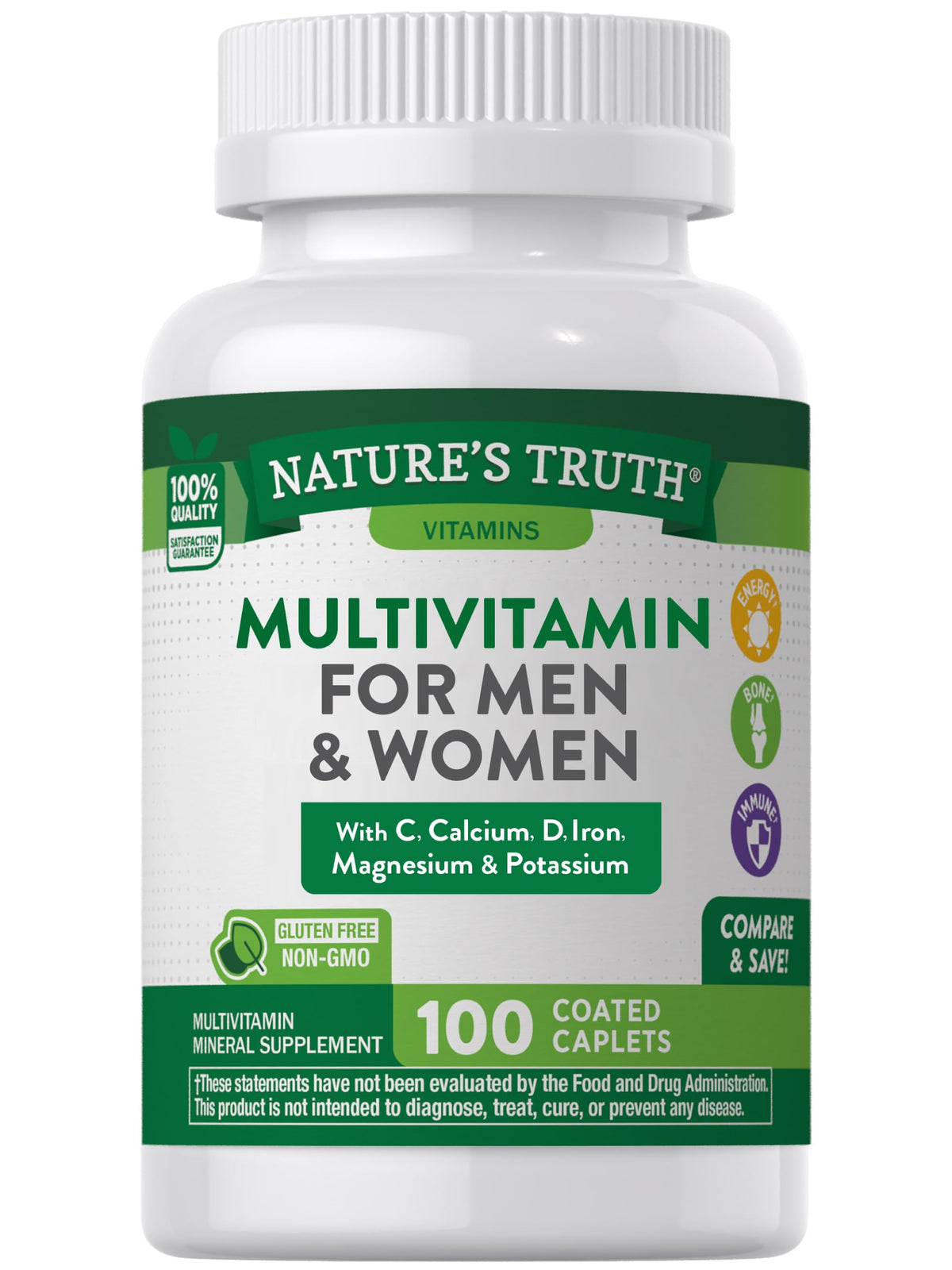 Nature's Truth Adult ABC Complete Multivitamin for Men and Women | 100 Caplets | Non-GMO & Gluten Free