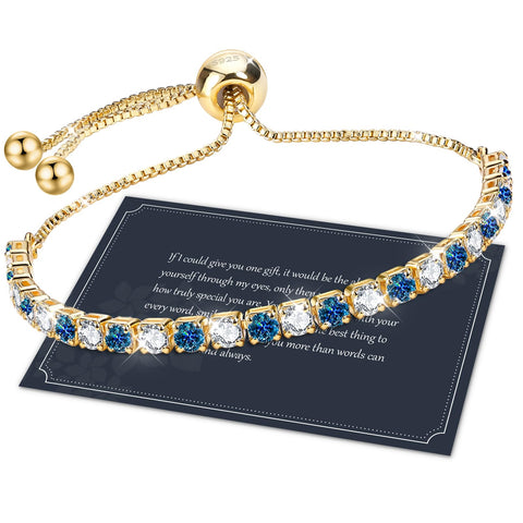 J.FÃ©e Silver Bracelet Silver Bracelets for Women Tennis Bracelets for Women Cubic Zirconia Bracelet Sterling Silver Bracelets for Women Adjustable Bracelet for Women Gifts for Women