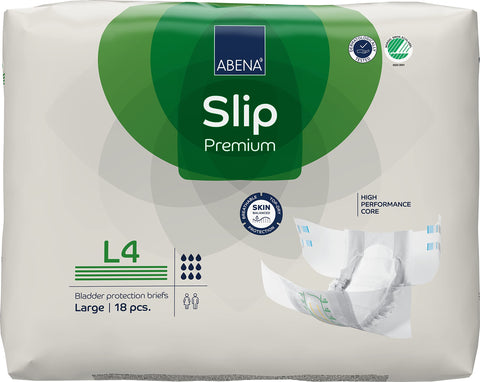 Abena Slip Premium Incontinence Briefs, Level 4, (Small to Extra Large Sizes), Large, 18 Count