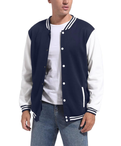 DHSPKN Men's Varsity Baseball Jacket Causal Slim Fit Varsity Letterman Jacket Boys Bomber Jackets Blue S