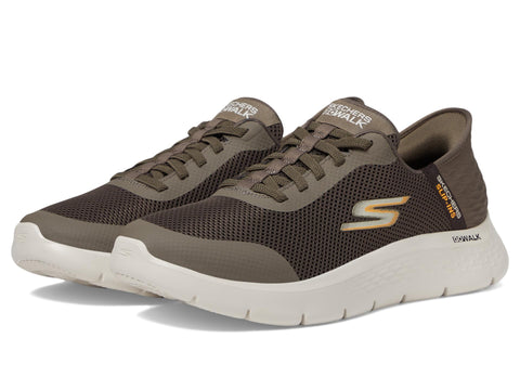 Skechers Men's Free Slip-ins Go Walk Flex-Hands Up Sneaker, Brown, 7 Wide