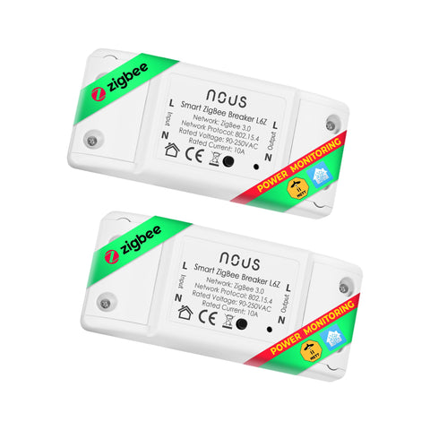 ZigBee Switch Nous L6Z - Alexa Light Switch Flush-Mounted Tuya Smart Home Switch with Timer, Power Consumption Electricity Meter, Relay 230 V Google Home Assistant ZigBee2MQTT - 3.0 Hub Required