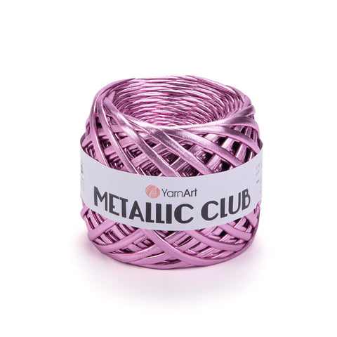 YarnArt Metallic Club Yarn Super Bulky T-Shirt Yarn 100% Polyester Yarn 6.35 oz / 180 gr, 60 yrds / 55 Meters, Shiny Colors, Handbag Yarn, Rug, Chic Night bah Yarn, Crochet Bag Yarn (8109)