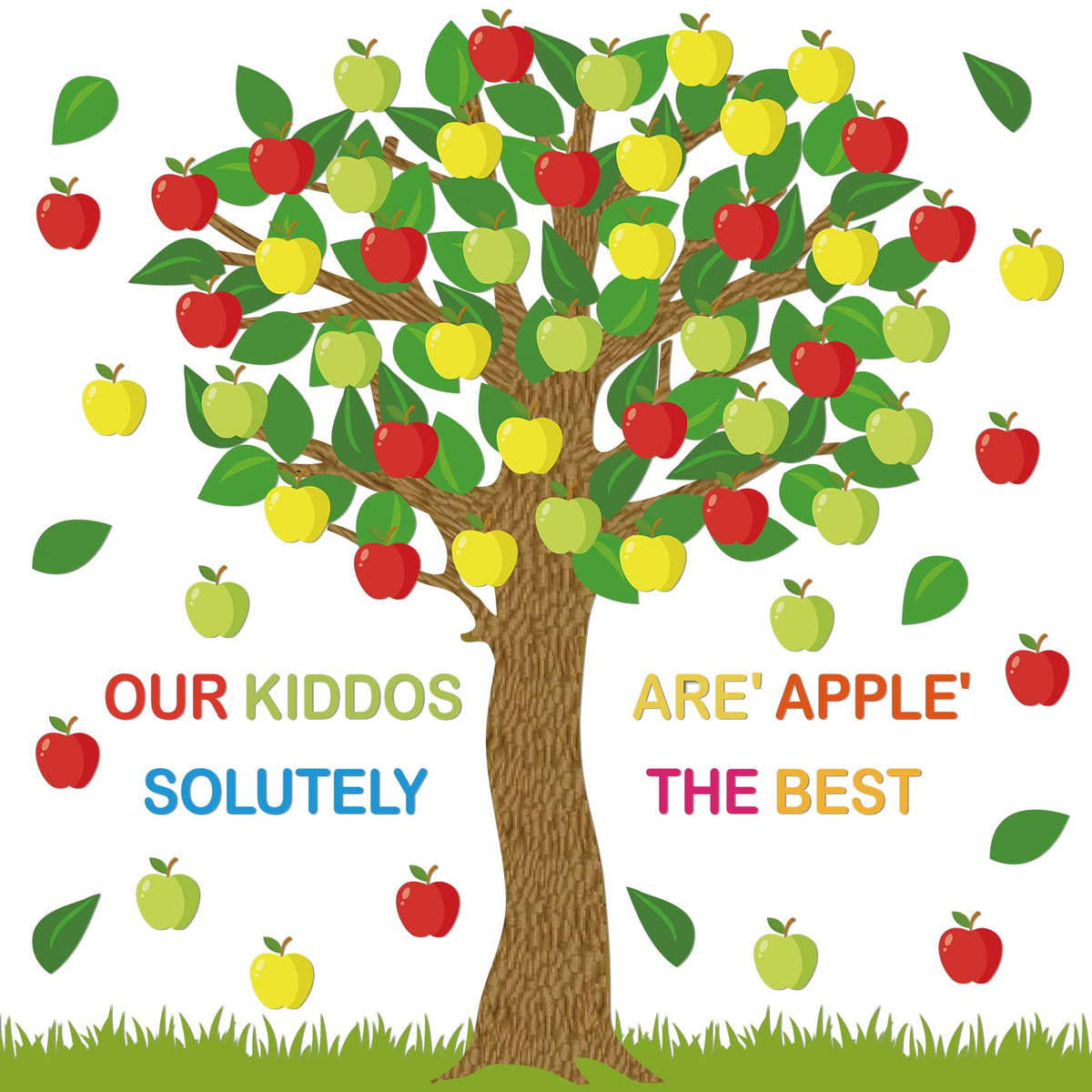Classroom Tree Bulletin Board Set Bulletin Board Tree Cutouts, Classroom Tree Wall Decor for Elementary School Teacher Supplies(Apple Style)