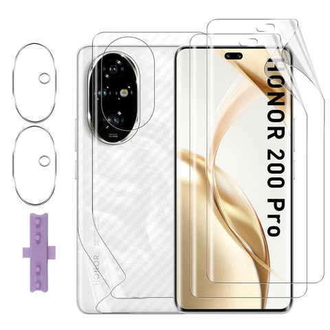 Lutree Screen Protector for Honor 200 Pro, 2 + 2 Pieces Screen Protector + Back Film + Camera Protection for Tempered Glass, TPU Film HD Screen Protector Film Anti-scratch Screen Protector