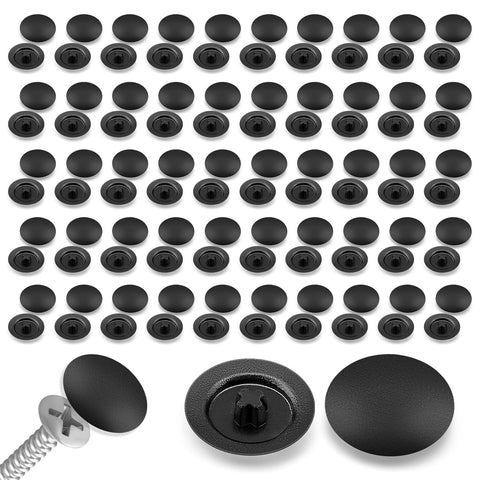 SMCEHEYA Screw Cover Caps 100Pcs Screw Caps Cross Head Screw Cover Diameter 12MM Snap-In Cover Caps Fit Phillips Screw Decorative Covers for Screw Heads Protection Furniture Wardrobe Cabinet (Black)