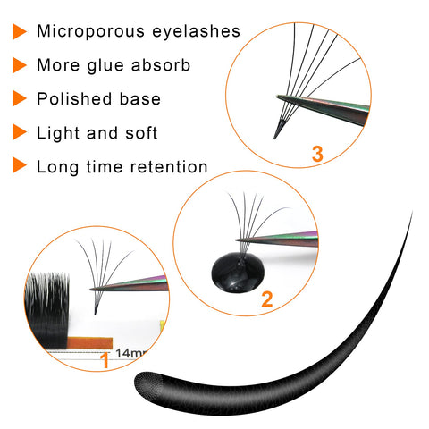 B&Qaugen Easy Fan Volume Lashes C-0.03-10 B&Qaugen Easy Fan Lashes 0.03 Lash Extensions C Curl Mega Lash Extension Matte Black B&Q Easy Volume Fan Lashes 9 to 25 mm (C-0.03,10 mm)