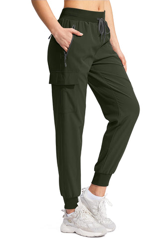 Soothfeel Women's Hiking Cargo Pants with Pockets Lightweight Quick Dry Travel Athletic Joggers Pants for Women(Army Green, XS)