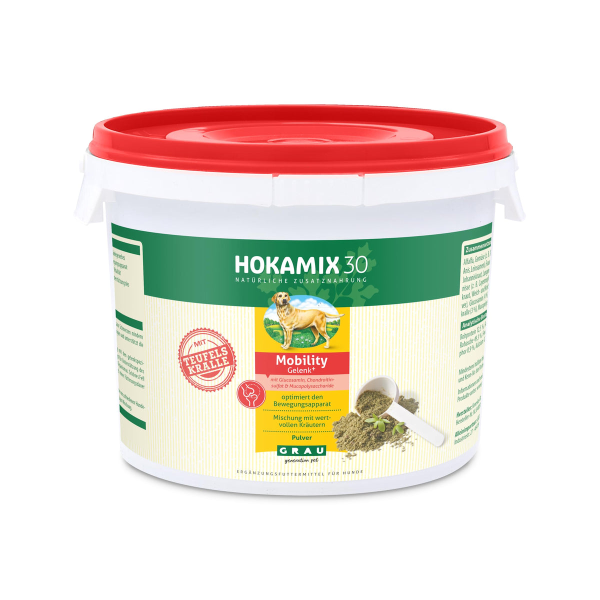 GRAU Original HOKAMIX30 Mobility Joint Powder, Natural Herb Mix for Joint Problems, with Green-Lipped Mussel and Devilâ€™s Claw, Pack of 1 (1 x 1.5 kg), Feed Supplement for Dogs