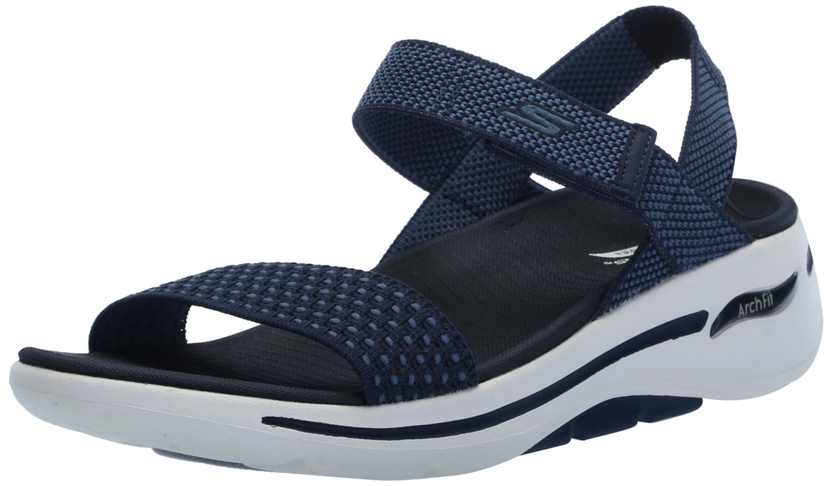 Skechers Women's Ankle Strap Sandal, Navy, 6