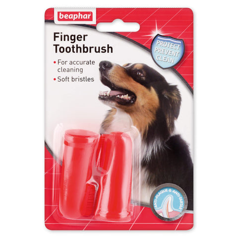 Beaphar | Finger Toothbrush | Dental Care For Dogs & Cats | For Accurate Cleaning | Soft Bristles | Ideal for Sensitive Pets | 2 Pack, Red