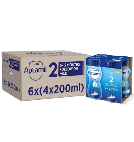 Aptamil 2 Follow On Baby Milk Ready To Use Liquid Formula, 6-12 Months, 200 Ml, (Pack Of 24)
