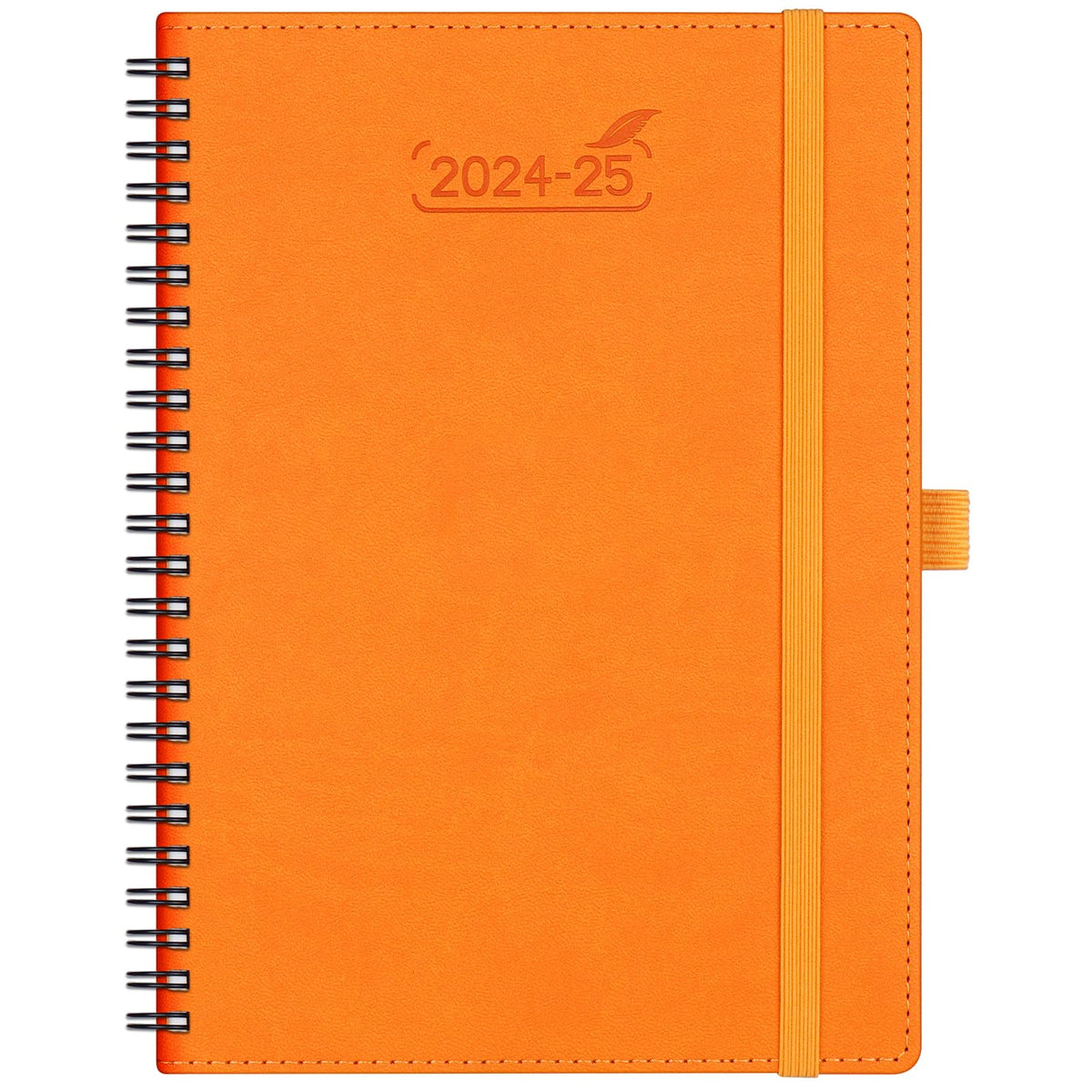 BEZEND 2025 Diary A5 Week to View 18 Months Starts from Now to DEC 2025, Spiral Bound, Vertical Weekly Planner with Monthly Tab, Pen Holder, PU Leather Soft Cover, Orange
