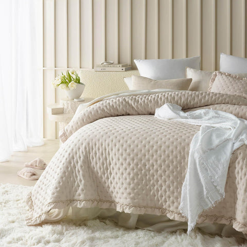 ROOM99 Molly Elegant Cream Bedspread 200 x 220 cm - Versatile as a Bed Throw or Sofa Throw, Quilted Style, Ideal as a Bedspread