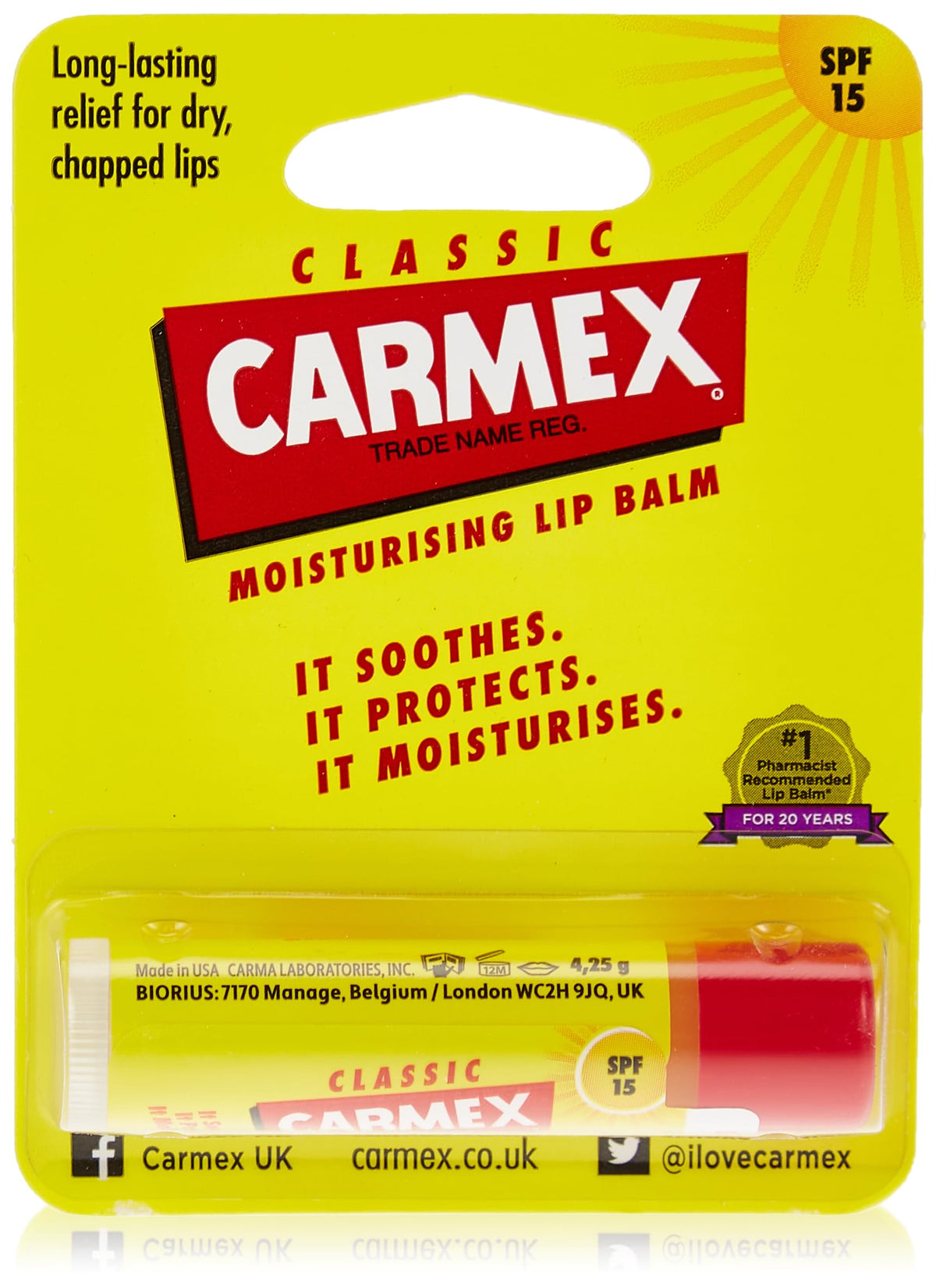 Carmex Lip Balm Stick SPF15,4.25 g