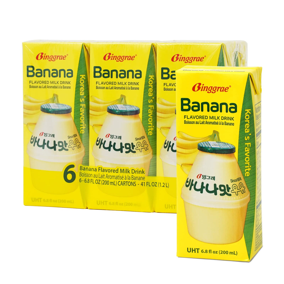 Binggrae Banana Flavored Milk [KoreaÃƒÆ’Ã†â€™Ãƒâ€šÃ‚Â¢ÃƒÆ’Ã‚Â¢ÃƒÂ¢Ã¢â€šÂ¬Ã…Â¡Ãƒâ€šÃ‚Â¬ÃƒÆ’Ã‚Â¢ÃƒÂ¢Ã¢â€šÂ¬Ã…Â¾Ãƒâ€šÃ‚Â¢s No 1 Classic & Original Banana Milk] - Sweet, Smooth & Creamy Texture (Pack of 6)