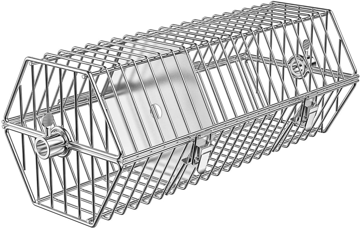 onlyfire BRK-6041 Stainless Steel Round Tumble Rotisserie Spit Rod Basket Fits for Any Gas Grill, 39x17x15.5cm