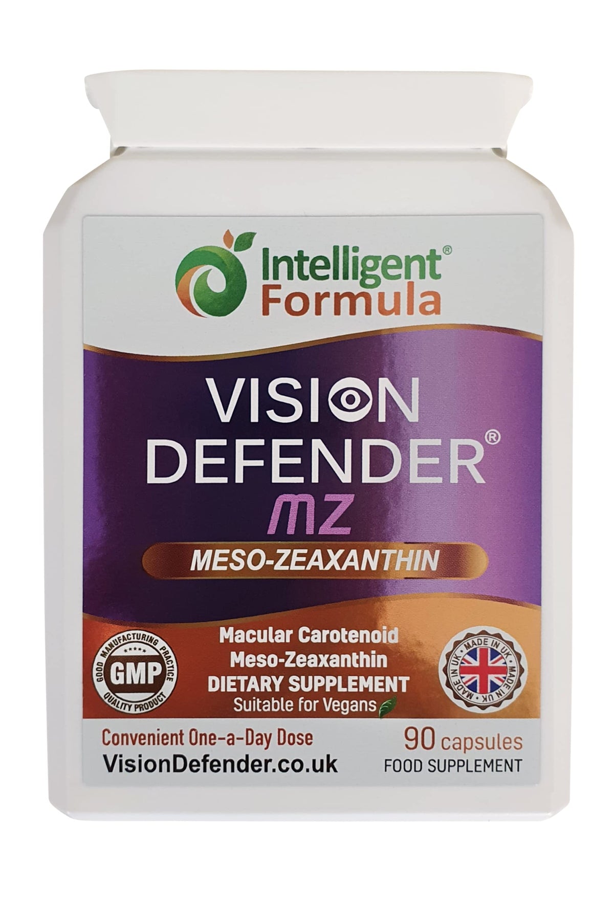 Meso Zeaxanthin Vegan Eye Supplement: VISION DEFENDER MZ- Protect and Improve Ocular Health & Eye Care, High Strength Antioxidant Carotenoid Meso-Zeaxanthin for Eyes (90 capsules/One Daily) Made in UK