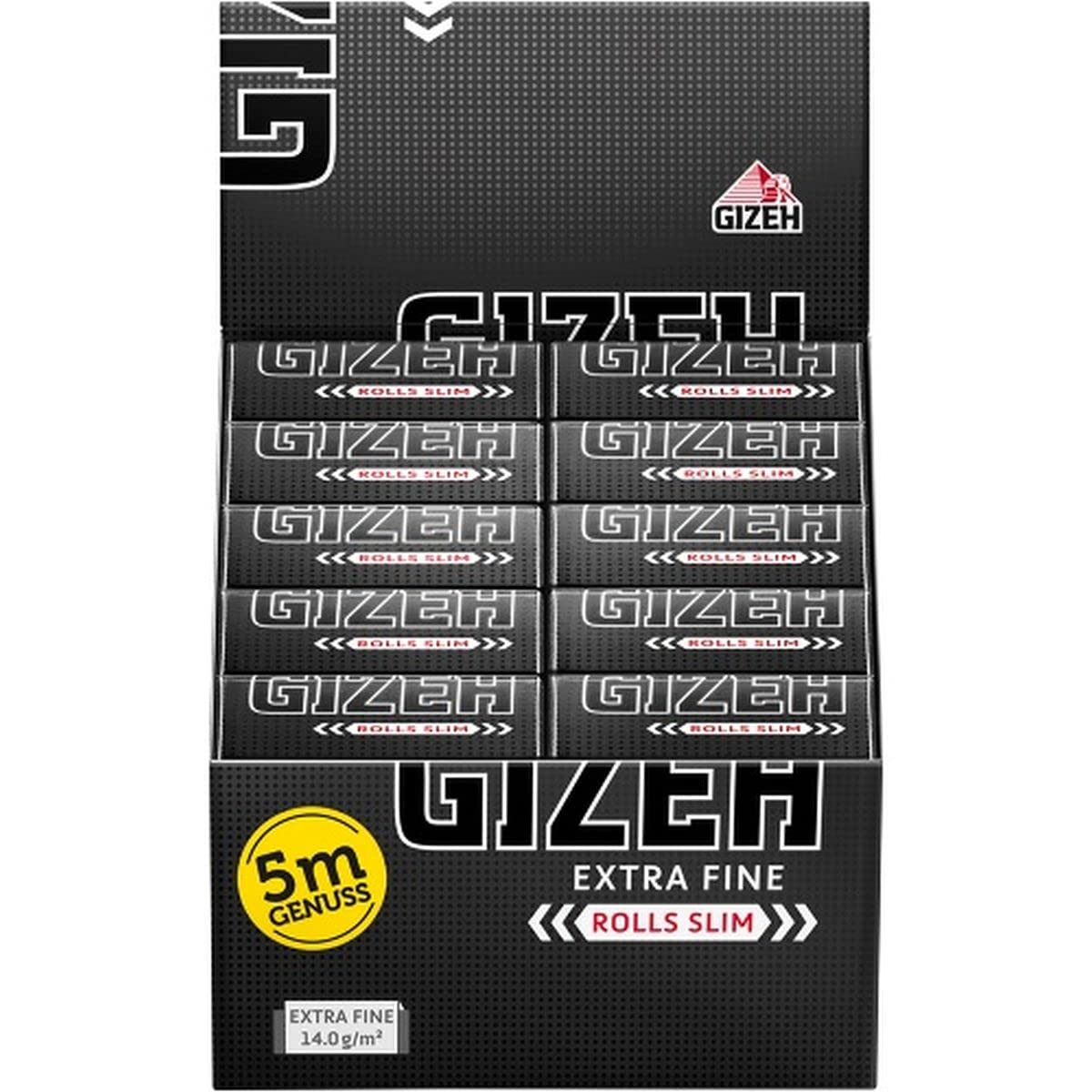 Gizeh 17265 Extra Fine Slim Rolls, 5 Metres, Box of 20, 12 x 6 x 4 cm