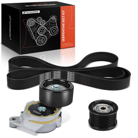 A-Premium Engine Serpentine Belt Drive Kit with Tensioner & Idler Pulley Compatible with Lexus GX460 2010-2018, LX570 & Toyota Land Cruiser, Sequoia, Tundra - DOHC V8 4.6L 4.7L 5.7L