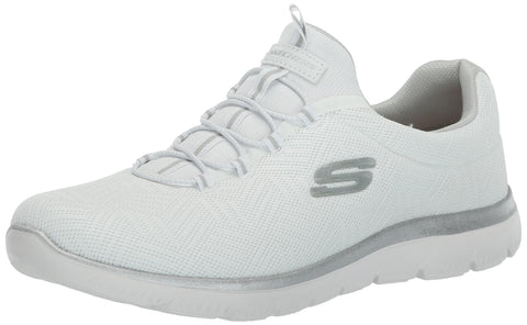 Skechers Women's Summits Sneaker, White/Silver=WSL, 9 Wide