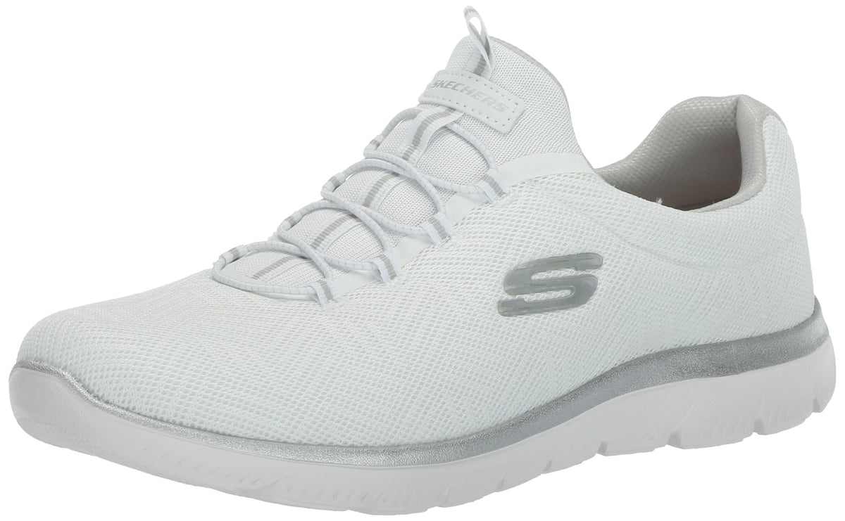 Skechers Women's Summits Sneaker, White/Silver=WSL, 5 Wide