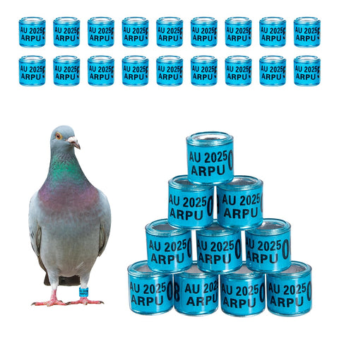 Pack of 100 Multicoloured Aluminium Pigeon Leg Rings Identifying Bands Plastic with 2024 AU Training Identify Birds Foot Ring