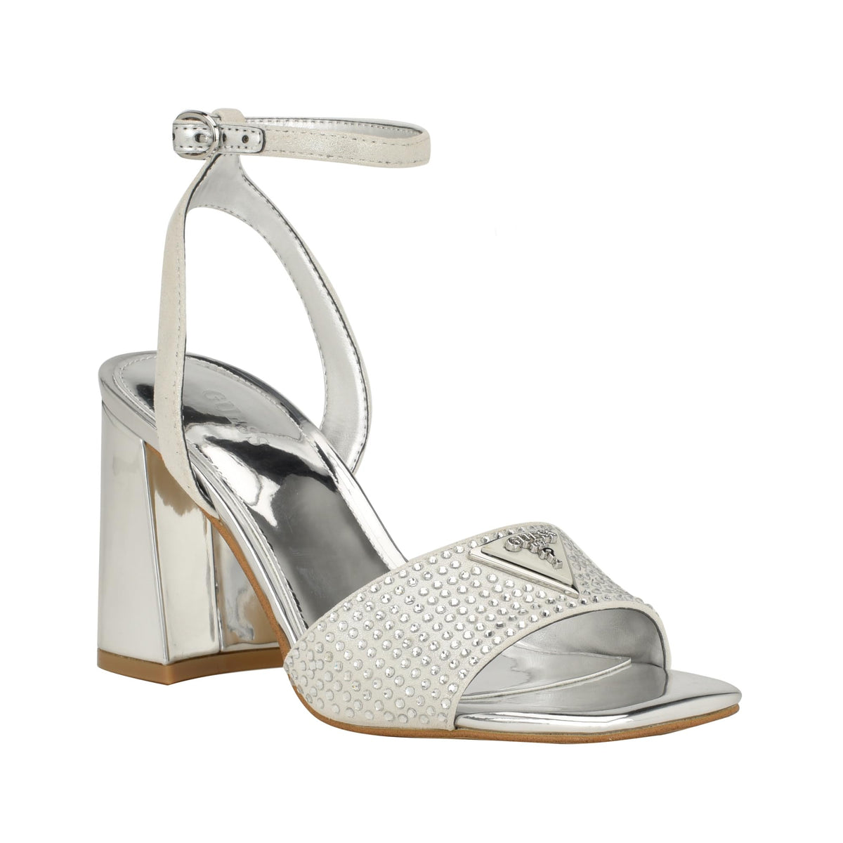Guess Women's Gelya Heeled Sandal, Silver 040, 9