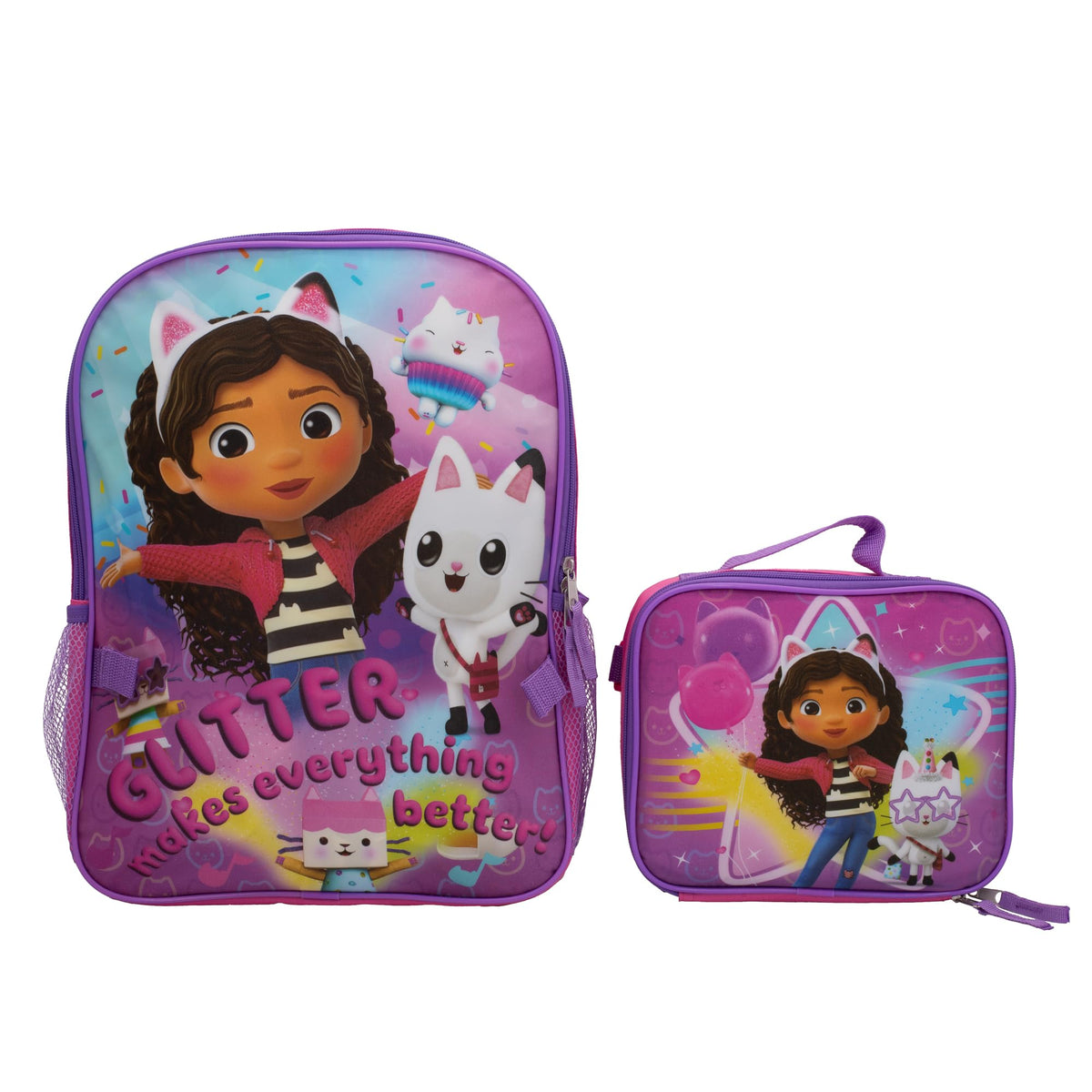 AI ACCESSORY INNOVATIONS GabbyÃ¢â‚¬â„¢s Dollhouse 2 Piece Backpack Set, Pre-school Girls 16" Travel Bag, Pink