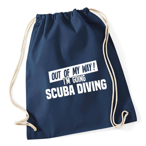 Hippowarehouse Out of My Way I'm Going Scuba Diving Drawstring Cotton School Gym Kid Bag Sack 37cm x 46cm, 12 litres