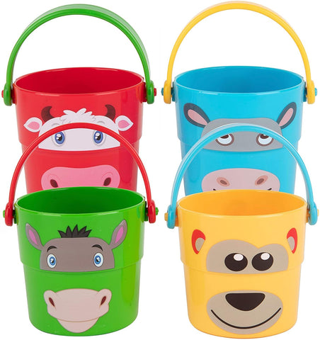 Edushape Funny Face Stacker Buckets - Strainer Bathtub Toys - Early Child Development Learning Toddler Bath Toys - Baby Bath Toys for Toddlers 1-3 Teaches Cause & Effect & Cognitive Skills