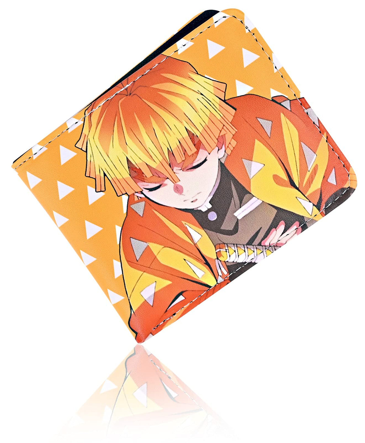 Roffatide Anime Demon Slayer Agatsuma Zenitsu Wallets Artificial Leather Slim Bi-Fold Wallet Multi Purpose Wallet
