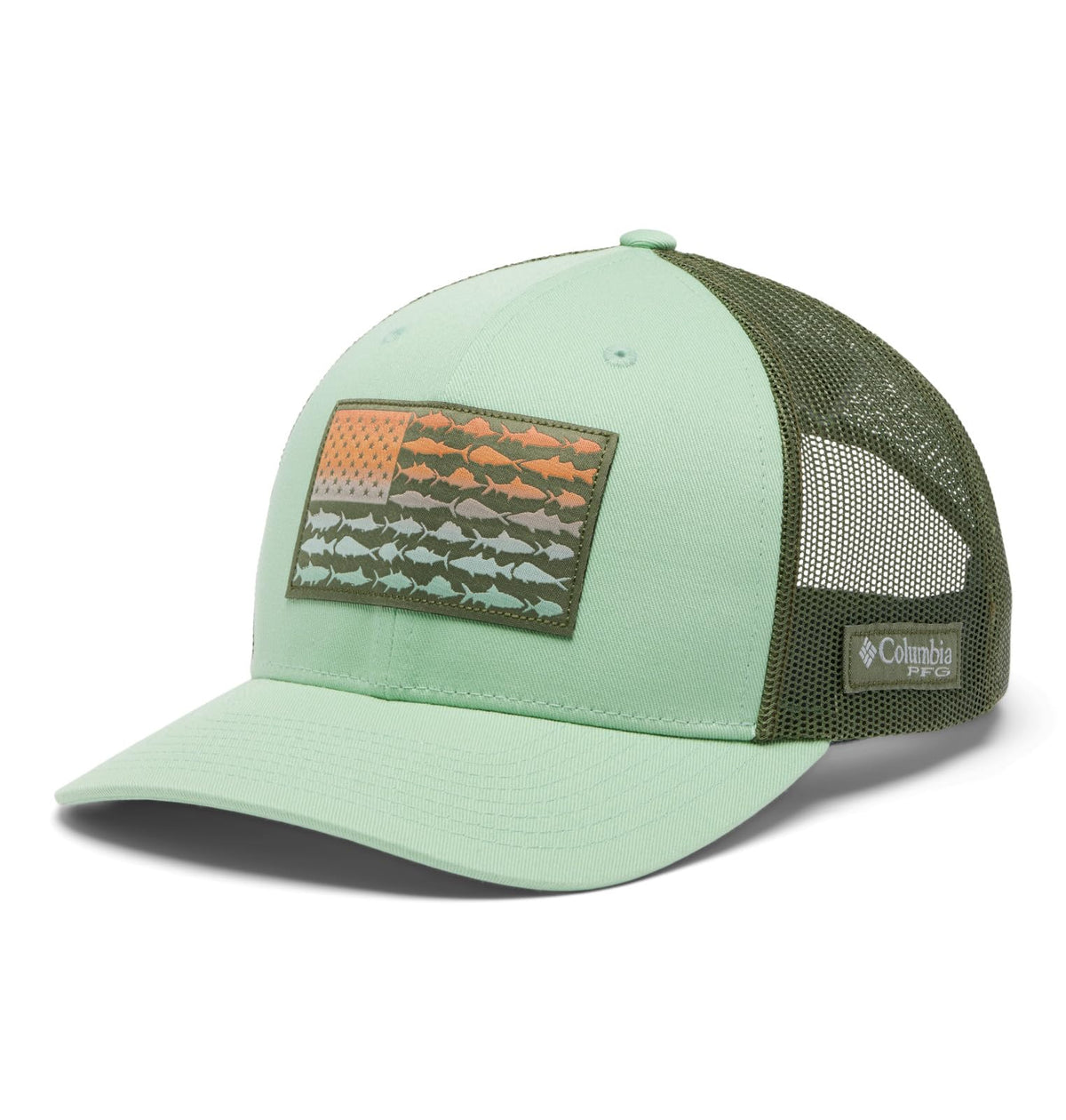 Columbia Unisex PFG Fish Flag Mesh Snap Back, New Mint/Cypress, One Size