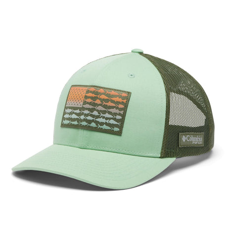 Columbia Unisex PFG Fish Flag Mesh Snap Back, New Mint/Cypress, One Size