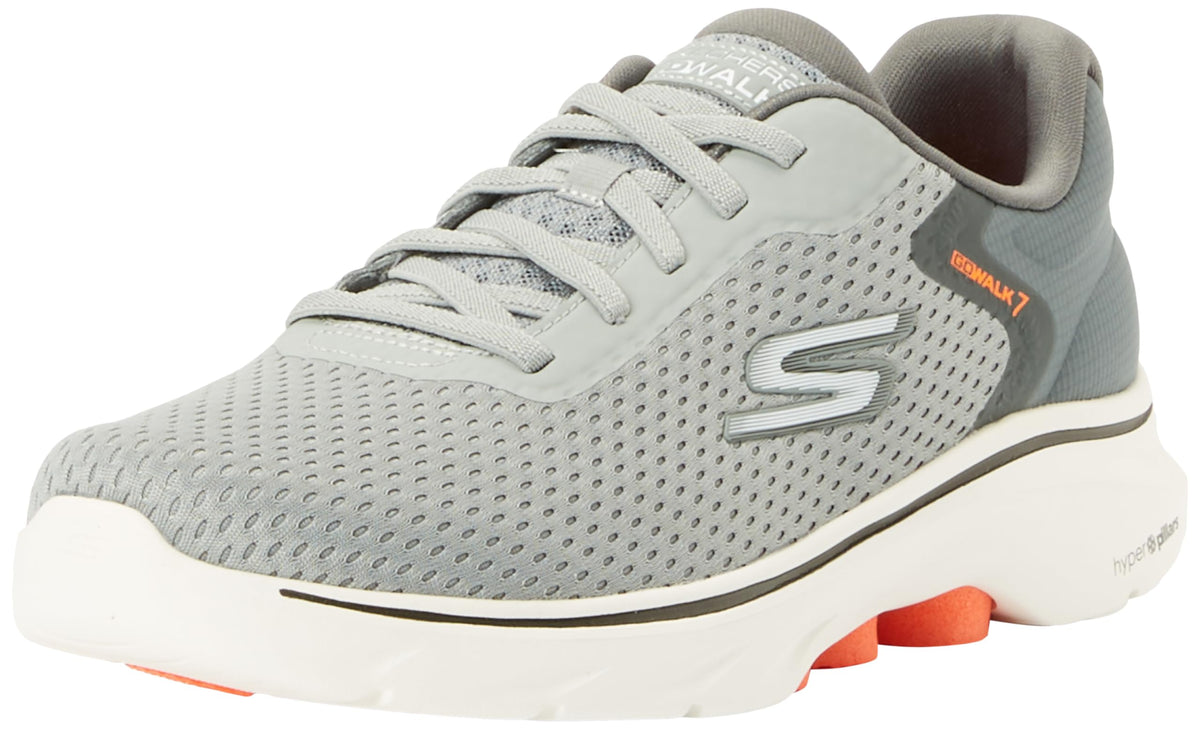 Skechers Men's Go Walk 7-The Construct Sneaker, Grey/Orange, 10.5