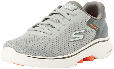 Skechers Men's Go Walk 7-The Construct Sneaker, Grey/Orange, 10.5