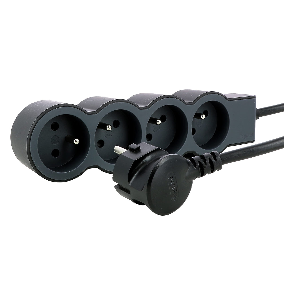 Legrand 049491 Extra Flat Power Extension 4 Earthing Sockets with 3 m Cable Dark Grey, Gray,Black