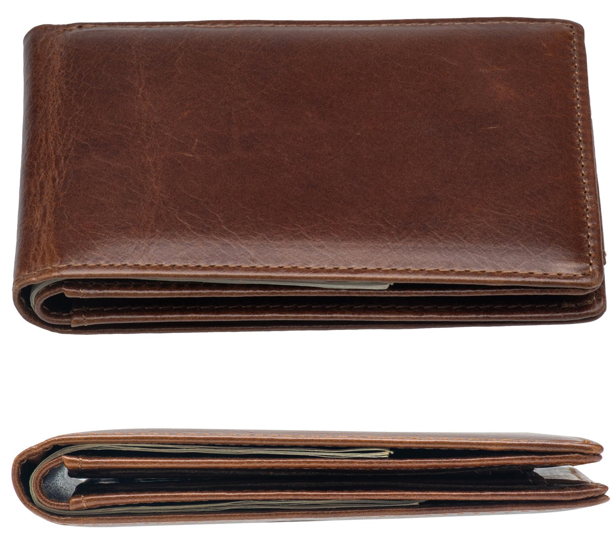 WULOUJIE Ultra-Thin Folding Leather Wallet for Men, Slim Brief Credit Card Men's Minimalist Wallet(Brown) (Brown)