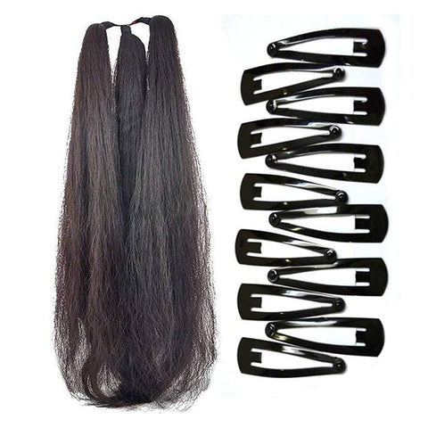 VinshBond 42 Inchs Hair Parandi Choti Hair Extension with 12 Hair Clips Black Hair Accessories