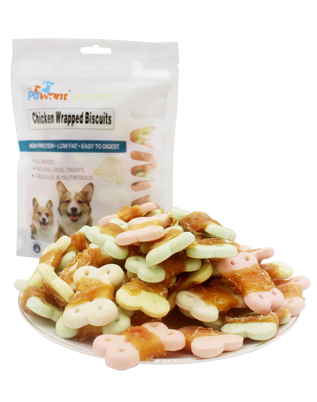 Pawant Dog Treats Biscuits Wrapped in Chicken Chews for Small Dog no Rawhide 0.5lb/227g