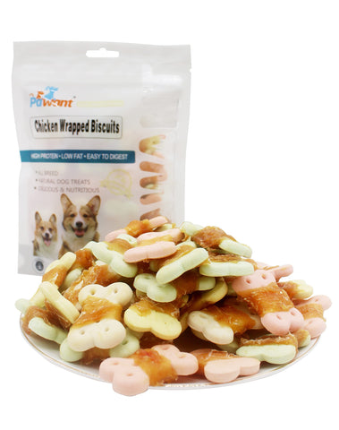Pawant Dog Treats Biscuits Wrapped in Chicken Chews for Small Dog no Rawhide 0.5lb/227g