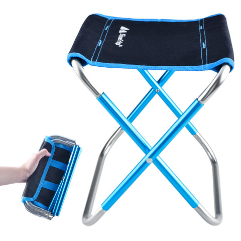 Azarxis Folding Camping Stool, Lightweight Portable Fishing Stool Foldable Aluminium Chair Seat for Hiking Picnic Beach Garden Lawn BBQ Traveling Backpacking with Carry Bag (Black)