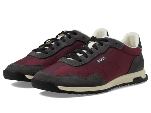 BOSS Zayn Low Profile Suede Leather Two Tone Sneaker